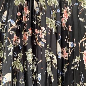 Satin Pleated Floral Midi Skirt - Banana Republic